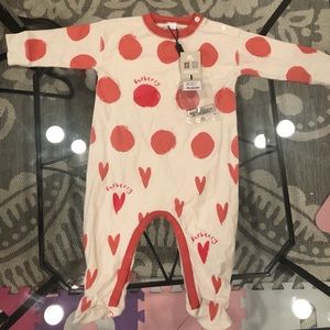 Burberry Hearts & Dots Footie Pajamas